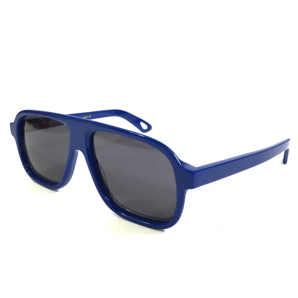 Alfred Kerbs Sunglasses LUCIO BL Shiny Blue Aviator Frames with Dark Gray Lenses
